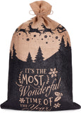 BRUBAKER Christmas Sack Most Wonderful Time of the Year - 31.5 Inches Holiday Gift Bag - Santa Sack - Santa Design