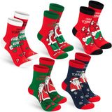 BRUBAKER 5 Pairs of Christmas Socks - Cool Santa - Funny Colorful Footwear for Men - Sock Set - Santa Claus Cotton - 8-1