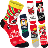 BRUBAKER 5 Pairs of Christmas Socks - Cool Santa - Funny Colorful Footwear for Men - Sock Set - Santa Claus Cotton - 8-1