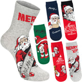 BRUBAKER 5 Pairs of Christmas Socks - Cool Santa - Funny Colorful Footwear for Men - Sock Set - Santa Claus Cotton - 8-1