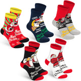 BRUBAKER 5 Pairs of Christmas Socks - Cool Santa - Funny Colorful Footwear for Men - Sock Set - Santa Claus Cotton - 8-1