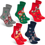 BRUBAKER 5 Pairs of Christmas Socks - Cool Santa - Funny Colorful Footwear for Men - Sock Set - Santa Claus Cotton - 8-1