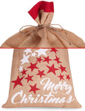 BRUBAKER Christmas Sack Stars White & Red - Merry Christmas Holiday Gift Bag - Santa Sack - Jute Sack