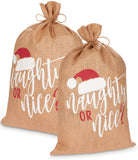BRUBAKER Christmas Sack Naughty or Nice - 31.5 Inches Holiday Gift Bag - Santa Sack Made of Jute with Drawstring