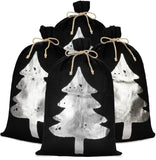 BRUBAKER Christmas Sack Black with Silver Tree - 31.5 Inches Holiday Gift Bag - Jute Santa Sack with Drawstring