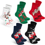 BRUBAKER 5 Pairs of Christmas Socks - Funny Men's Footwear for Holiday Season - Funny Colorful Sock Set - Cotton - 8-12