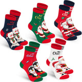 BRUBAKER 5 Pairs of Socks for Women - Merry Christmas - Funny Socks for Christmas and Holiday Season - Colorful Set Gift