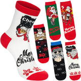 BRUBAKER 5 Pairs of Christmas Socks - Cool Santa - Funny Colorful Footwear for Men - Sock Set - Santa Claus Cotton - 8-1