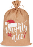 BRUBAKER Christmas Sack Naughty or Nice - 31.5 Inches Holiday Gift Bag - Santa Sack Made of Jute with Drawstring