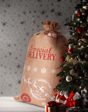 BRUBAKER Christmas Sack Special Delivery - Santa with Sleigh - 31.5 Inches Holiday Gift Bag - Santa Sack - Jute Sack