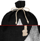 BRUBAKER Christmas Sack Black with Silver Tree - 31.5 Inches Holiday Gift Bag - Jute Santa Sack with Drawstring