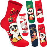 BRUBAKER 5 Pairs of Socks for Women – Penguin, Santa Claus & Snowman – Colorful Funny Christmas Footwear – Size 1-5 US