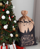 BRUBAKER Christmas Sack Most Wonderful Time of the Year - 31.5 Inches Holiday Gift Bag - Santa Sack - Santa Design