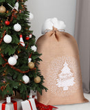 BRUBAKER Christmas Sack Merry Christmas Tree - 31.5 Inch Holiday Gift Bag - Santa Sack - Jute Sack