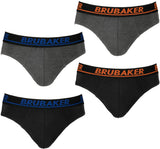BRUBAKER Men's Underwear - 4 Pack Classic Briefs with Stretch Waistband - Comfort and Soft - Tag-Free Cotton Briefs