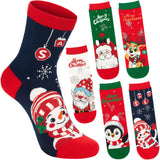 BRUBAKER 5 Pairs of Socks for Women – Penguin, Santa Claus & Snowman – Colorful Funny Christmas Footwear – Size 1-5 US