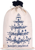 BRUBAKER Christmas Sack Blue Tree - 31.5 Inches Holiday Gift Bag - Cotton Santa Sack - Decorated Christmas Tree Design