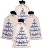 BRUBAKER Christmas Sack Blue Tree - 31.5 Inches Holiday Gift Bag - Cotton Santa Sack - Decorated Christmas Tree Design