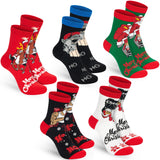 BRUBAKER 5 Pairs of Christmas Socks - Cool Santa - Funny Colorful Footwear for Men - Sock Set - Santa Claus Cotton - 8-1