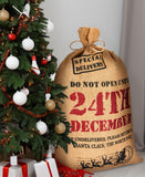 BRUBAKER Christmas Sack 'Do Not Open Until 24th December' - 31.5 Inches Holiday Gift Bag - Santa Sack Made of Jute