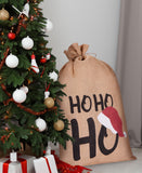BRUBAKER Christmas Sack Ho Ho Ho - 31.5 Inches Holiday Gift Bag with Drawstring for Gifts - Large Jute Sack