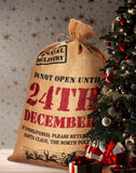 BRUBAKER Christmas Sack 'Do Not Open Until 24th December' - 31.5 Inches Holiday Gift Bag - Santa Sack Made of Jute