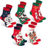 BRUBAKER 5 Pairs of Socks for Women - Merry Christmas - Funny Socks for Christmas and Holiday Season - Colorful Set Gift