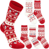 BRUBAKER 5 Pairs of Christmas Socks with Norwegian Pattern - Cotton - Red & White - Gift Set for Women & Girls