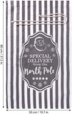 BRUBAKER Christmas Sack Special Delivery from the North Pole - White Gray Holiday Gift Bag - Cotton Sack with Post Desig