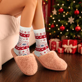 BRUBAKER 5 Pairs of Christmas Socks with Norwegian Pattern - Cotton - Red & White - Gift Set for Women & Girls