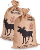 BRUBAKER Christmas Sack Special Delivery from the North Pole - 31.5 Inch Holiday Gift Bag - Jute Moose & Reindeer Design