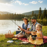 BRUBAKER Teddy Bear Fisherman with Fishing Hat Holding Fish - 10" Stuffed Animal for Outdoor Lovers and Anglers - Soft P