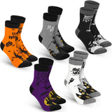 BRUBAKER 5 Pairs of Halloween Socks - Funny Cotton Socks with Pumpkin, Skeleton & Ghost - Colorful Set for Women & Men -
