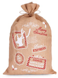 BRUBAKER Large Christmas Sack - Santa Express Stamps Gift Bag - 31.5 Inches Holiday Sack - Merry Christmas Design