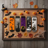 BRUBAKER 5 Pairs of Halloween Socks - Funny Cotton Socks with Pumpkin, Skeleton & Ghost - Colorful Set for Women & Men -