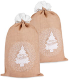 BRUBAKER Christmas Sack Merry Christmas Tree - 31.5 Inch Holiday Gift Bag - Santa Sack - Jute Sack