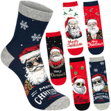 BRUBAKER 5 Pairs of Christmas Socks - Funny Men's Footwear for Holiday Season - Funny Colorful Sock Set - Cotton - 8-12