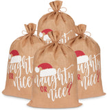 BRUBAKER Christmas Sack Naughty or Nice - 31.5 Inches Holiday Gift Bag - Santa Sack Made of Jute with Drawstring