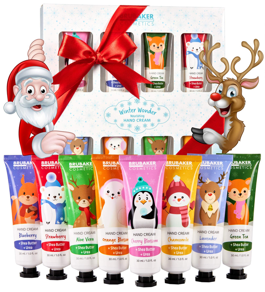 BRUBAKER Cosmetics Hand Cream Christmas Gift Set 8 pcs Moisturising for Dry Hands with Urea and Shea Butter