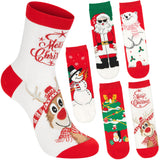 BRUBAKER 5 Pairs of Socks for Women - Merry Christmas - Funny Socks for Christmas and Holiday Season - Colorful Set Gift