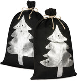 BRUBAKER Christmas Sack Black with Silver Tree - 31.5 Inches Holiday Gift Bag - Jute Santa Sack with Drawstring