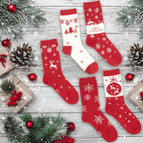 BRUBAKER 5 Pairs of Christmas Socks with Norwegian Pattern - Cotton - Red & White - Gift Set for Women & Girls