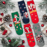 BRUBAKER 5 Pairs of Christmas Socks - Cool Santa - Funny Colorful Footwear for Men - Sock Set - Santa Claus Cotton - 8-1
