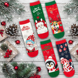 BRUBAKER 5 Pairs of Socks for Women – Penguin, Santa Claus & Snowman – Colorful Funny Christmas Footwear – Size 1-5 US