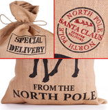BRUBAKER Christmas Sack Special Delivery from the North Pole - 31.5 Inch Holiday Gift Bag - Jute Moose & Reindeer Design