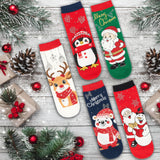 BRUBAKER 5 Pairs of Socks for Women – Penguin, Santa Claus & Snowman – Colorful Funny Christmas Footwear – Size 1-5 US