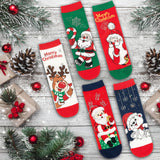BRUBAKER 5 Pairs of Socks for Women - Merry Christmas - Funny Socks for Christmas and Holiday Season - Colorful Set Gift