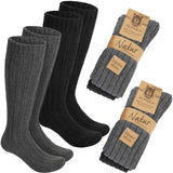 BRUBAKER Alpaca Wool Socks - Over the Calf Socks for Women and Men - 4 Pairs Unisex Knee High Winter Socks