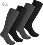 BRUBAKER Alpaca Wool Socks - Over the Calf Socks for Women and Men - 4 Pairs Unisex Knee High Winter Socks