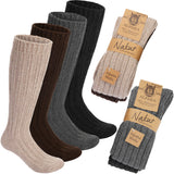 BRUBAKER Alpaca Wool Socks - Over the Calf Socks for Women and Men - 4 Pairs Unisex Knee High Winter Socks